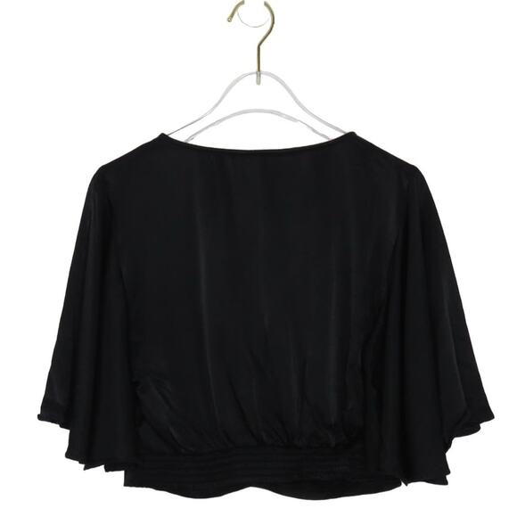 Express Black Tie Front Crop Top Satin Butterfly Top Cute Medium - Picture 7 of 10